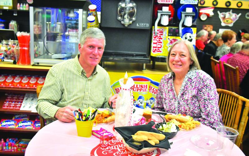Megan Broome/The Clayton Tribune. Norman and Marie Wheatley show their support for Place of Hope North Georgia on Tuesday by attending a Valentine fundraising event held at The Soda Fountain Restaurant and Catering in Clayton. The event served up love for the local nonprofit with an Italian buffet. 