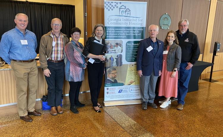 Submitted photo. Rabun County Director of Development Rick Story, left; Don Martin; Barbara Anderson; Pete Cleaveland; Jeanine Marlow; and John Scaduto attend the GICH conference in Cartersville, Ga., recently with the GICH facilitator. 