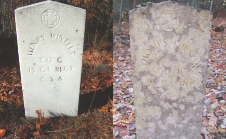 Submitted. Grave marker for Henry Winters, a black Confederate soldier, left, and the Grave marker for Thomps Gibson, a black Confederate soldier.