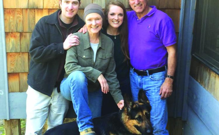 Photo submitted to The Clayton Tribune. Chantal Gourlay was diagnosed with breast cancer in 2017 and found a support system with family members. Pictured are Gourlay with Francisco, Natalia and Luis Fernandez and dog Beau. Gourlay has been cancer-free since Aug. 8, 2018. October is “Breast Cancer Awareness Month.”