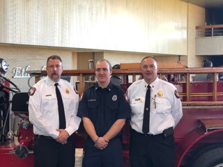 Photo courtesy of Rabun County Fire Services. Assistant Fire Chief Justin Upchurch, left, Dalton Freeman and Chief James Reed are pictured. 