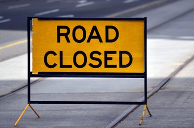 Road closure notice.