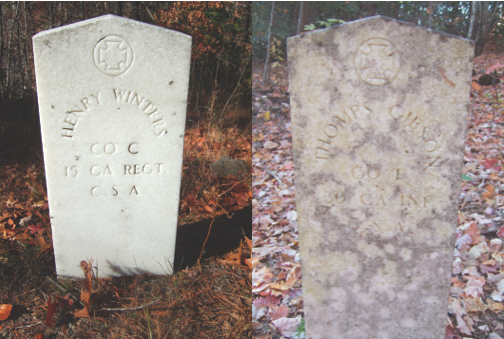 Submitted. Grave marker for Henry Winters, a black Confederate soldier, left, and the Grave marker for Thomps Gibson, a black Confederate soldier.