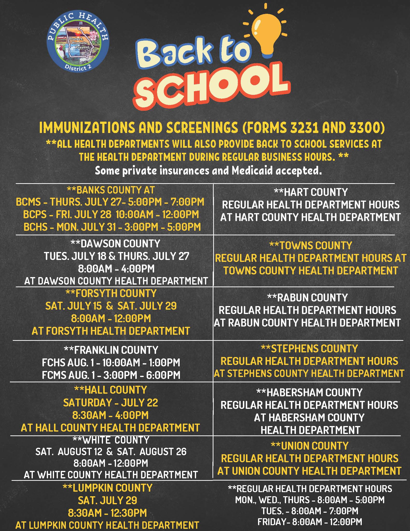 Immunizations and screenings