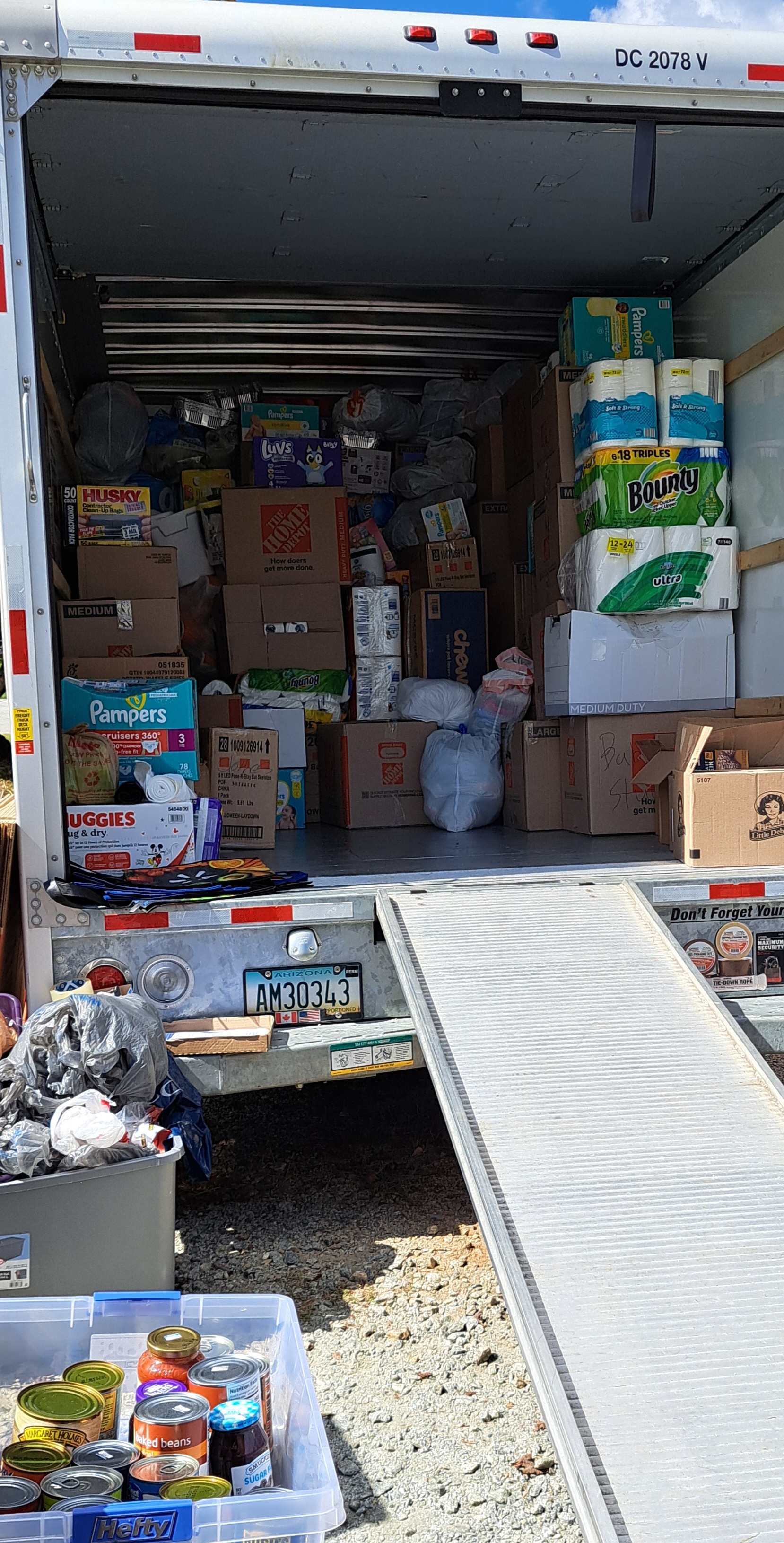 Megan Horn/The Clayton Tribune. Emergency personnel from Station 1 in Clayton collect items for hurricane victims Wednesday. The drop-off will be at 36 Emergency Drive, Clayton until around noon Friday. Oct. 4.