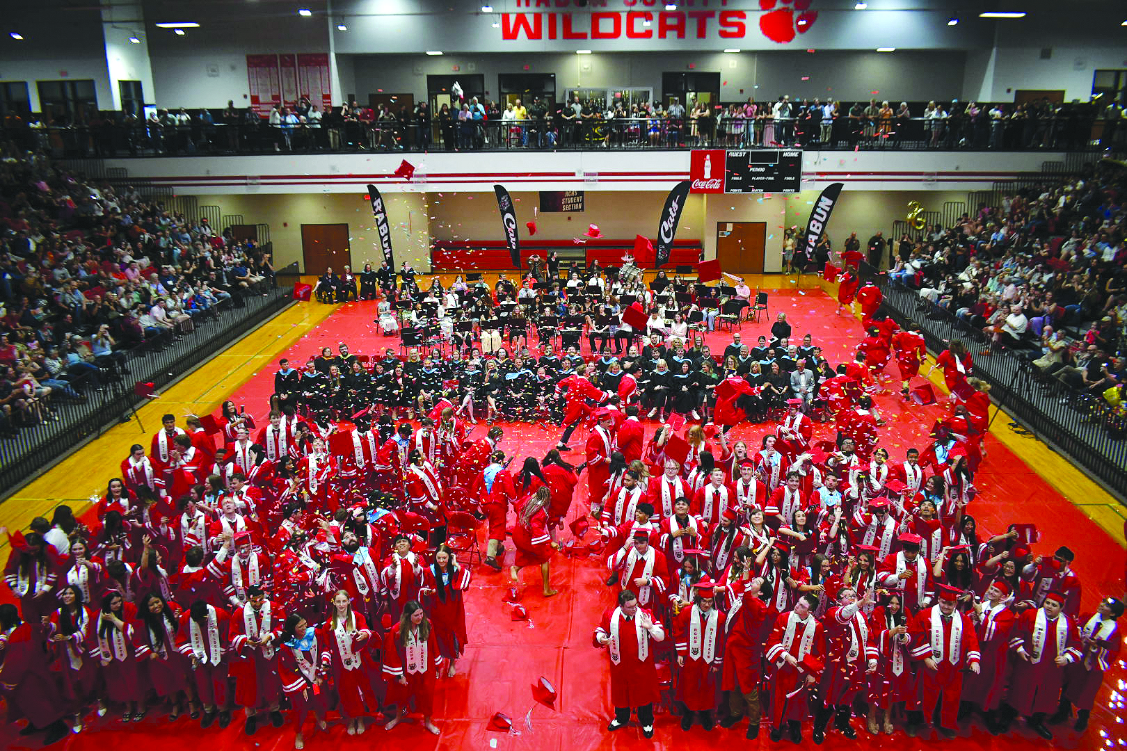 Enoch Autry/The Clayton Tribune. Rabun County High School Class of 2026 graduates celebrate their life-long accomplishment on May 22 in front of family and friends.