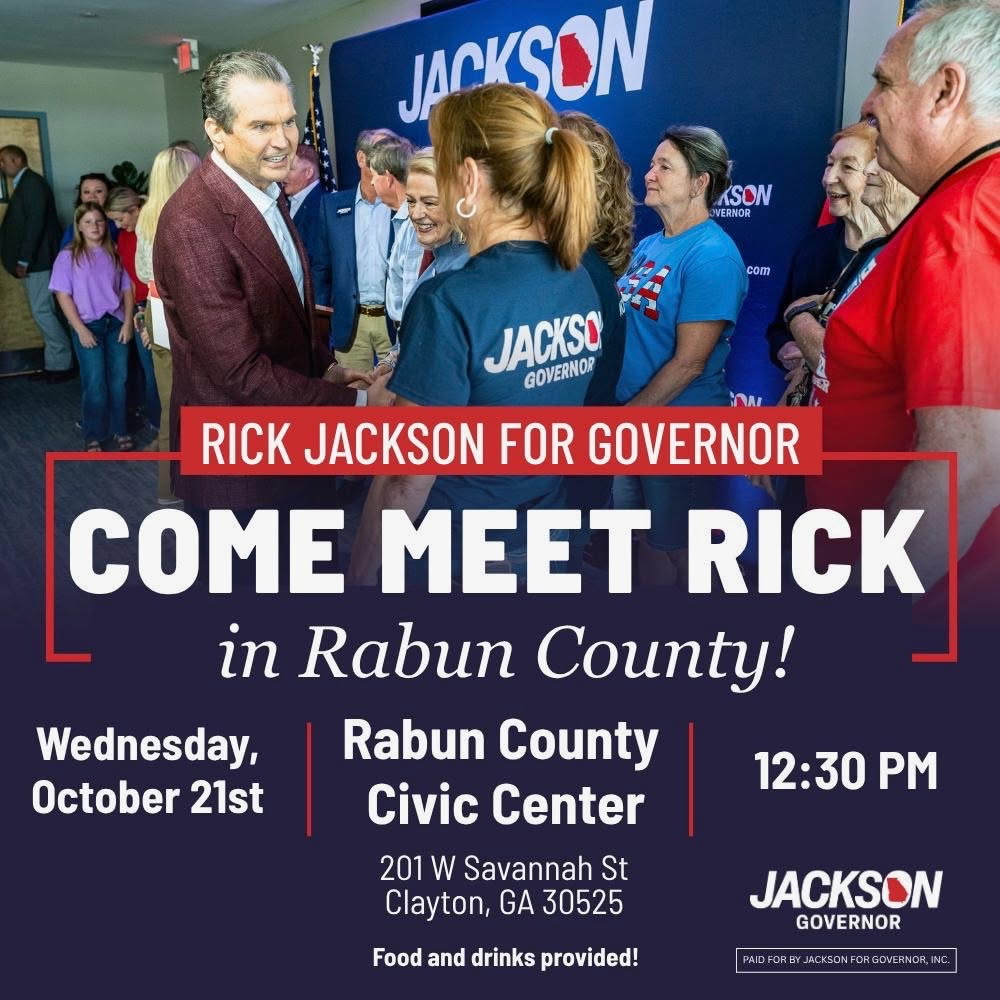 Meet Rick Jackson in Rabun County on Wednesday, Oct. 21 at 12:30 p.m. 