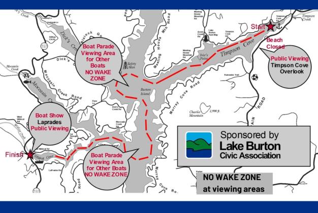 Lake Burton Wooden Boat Parade route. 