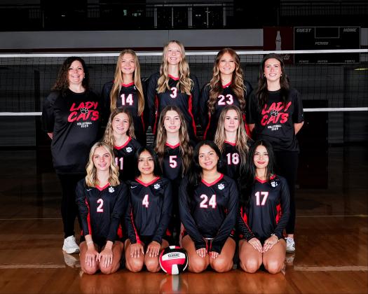 Submitted Photo. The varsity Rabun County volleyball team will be under the direction of veteran head coach April Jones. Front Row: (From left) Georgie Herb, Maria Ramos, Barbara Vargas and Ava Hickel. Middle Row: Mia Potts, Rylie Coleman and Emme Cain. Back Row: Head Coach April Jones, Lydia Gergeni, Sayler Watson, Elexa English and Coach Abbye Carver.