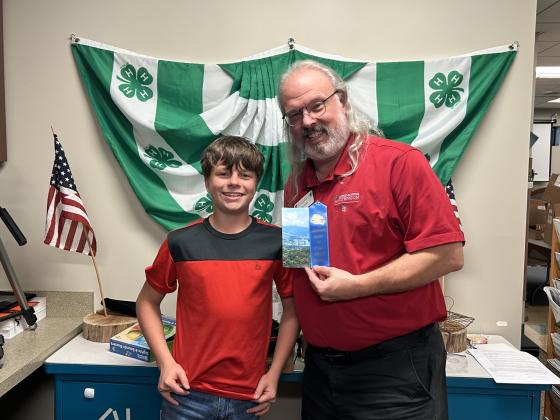 Photo courtesy of Rabun County 4-H. Pictured are First Place winner Mason Beck, left, and Rabun County 4-H Educator Joey Eller.