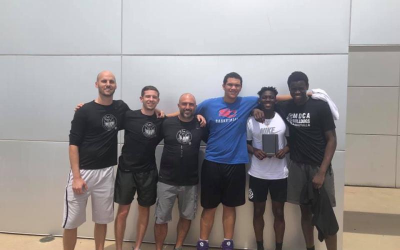 Pictured, from left, are Dustin Barnes, Nate Cox, Roger Cox, Gerald Barker, Jibril Ndyaie and N'fari Benjamin. (Photo courtesy of Rabun Gap-Nacoochee School)