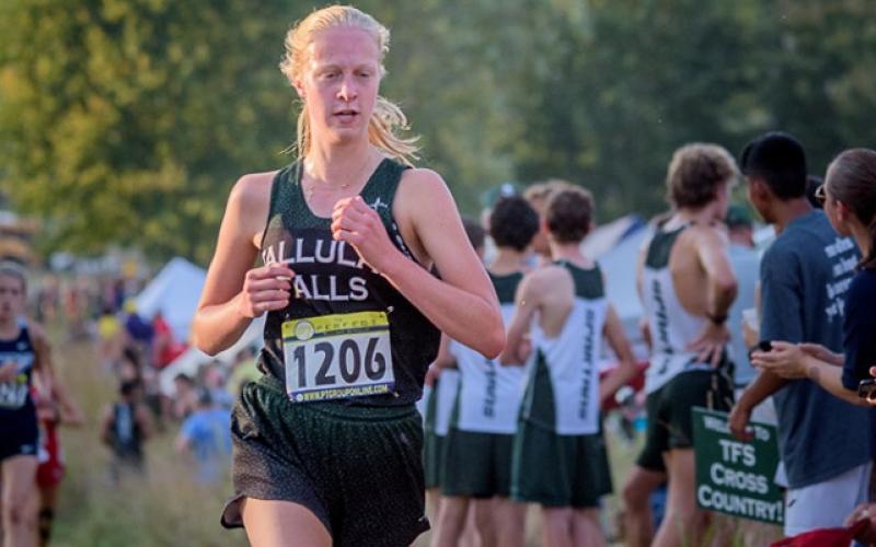 Tallulah Falls’ Sophie Alexander runs during the 15th annual Cookies ‘n Quotes Cross Country Festival at Tallulah Falls last Tuesday. (Tallulah Falls)