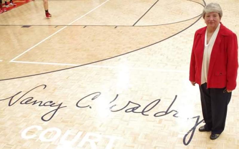 (Submitted photo) Paulding County High students compete on the Nancy C. Waldrep Court after a special January ceremony honoring the Clayton native, who was the PCHS girls basketball coach for 27 years.