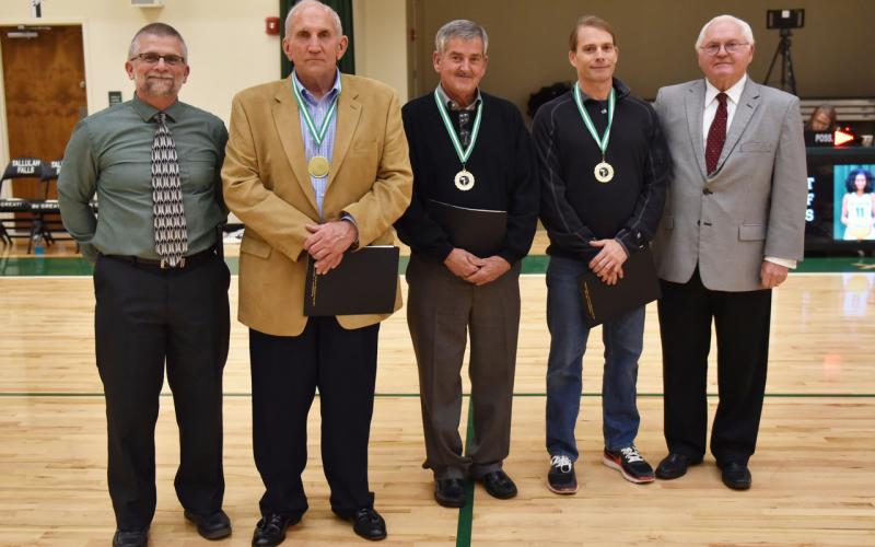 Brian Boyd/Tallulah Falls School. From left are Tallulah Falls School athletic director Scott Neal, Ralph Daniel, Mike Kemp, Chris Pic and Tallulah Falls President and Head of School Larry A. Peevy.