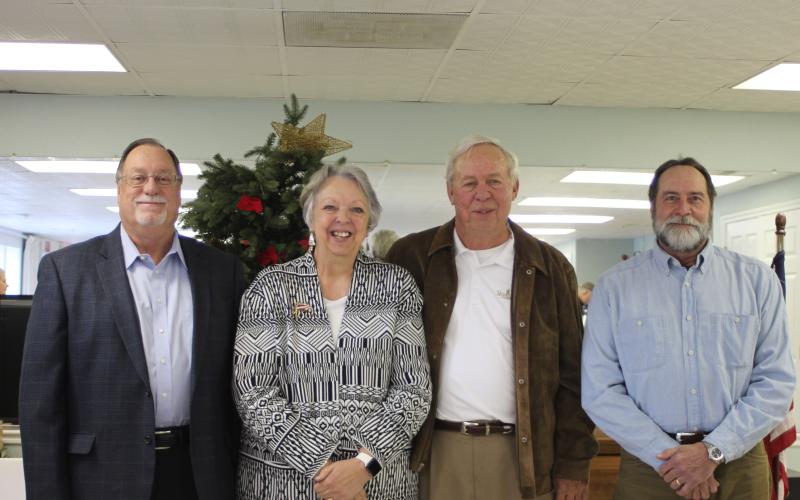 Megan Broome/The Clayton Tribune. The city of Sky Valley swore in their newly-elected officials at their city council meeting on Tuesday. From left, Councilmember Bill Oliver, Mayor Hollie Steil, Council Member Ed Morley and Council Member Bruce Turner. They joined Council Members Jim Curtis and Moody Barrick.