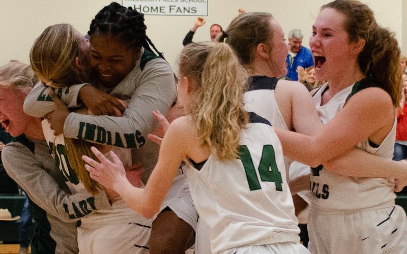 Brandi Wood/Tallulah Falls School Tallulah Falls players celebrate after eliminating Paideia from the state Class A Private tournament last Friday.