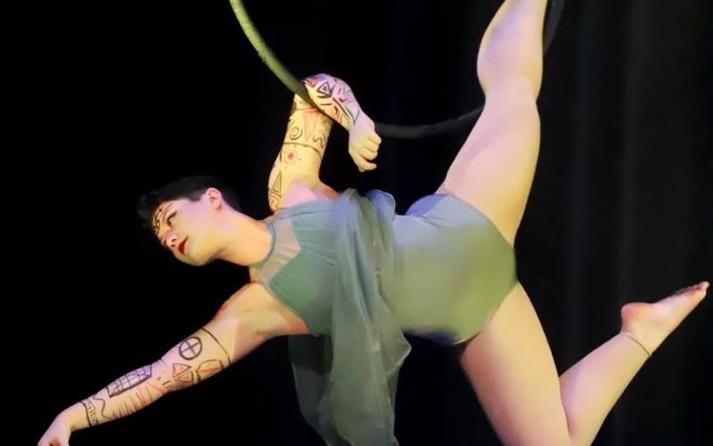 Victoria Cochran ‘20 of Clarkesville performs on the lyra in Cirque Arqadia.