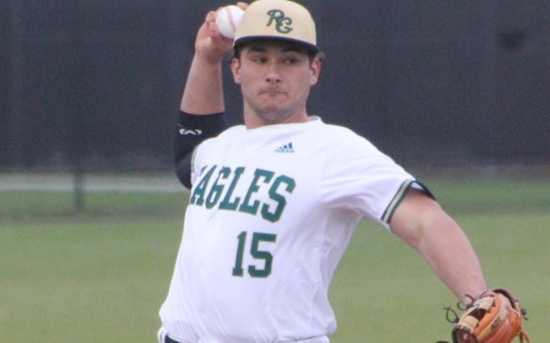 Andy Diffenderfer/The Clayton Tribune Jake Knowles doubled, homered and yielded one hit over six innings Feb. 25 in Rabun Gap’s win over Rabun County.