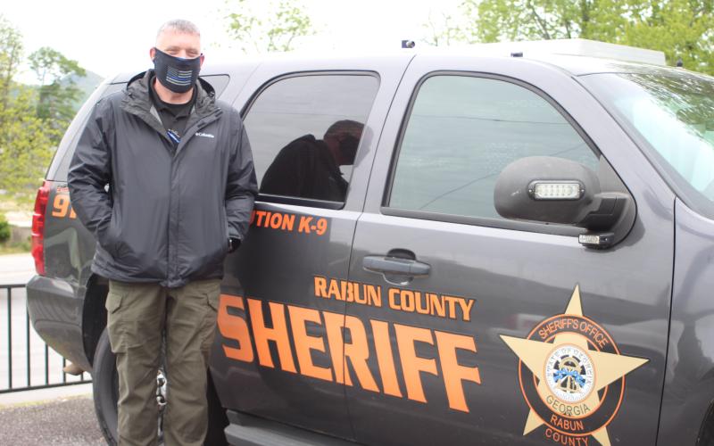 Megan Broome/The Clayton Tribune.Sheriff Chad Nichols wears a protective face mask provided by SHIELD616, an organization that provides protection for peace officers and first responders. They were purchased with fundraising money left over after 33 deputies were outfitted in rifle-rated protective equipment last August.