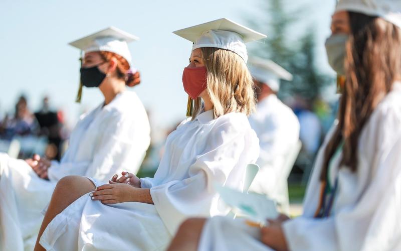 Natalin Darnell ‘20 of Clayton, GA listens to the speakers at Rabun Gap-Nacoochee School’s 117th Commencement Ceremony Aug. 9.
