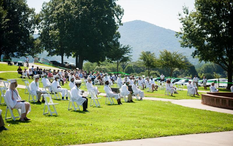 Rabun Gap-Nacoochee School Class of 2020 graduates, family, and friends gathered for a socially-distanced commencement ceremony on August 9. 