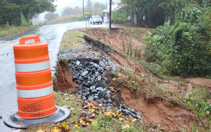Megan Broome/The Clayton Tribune. This mudslide on Warwoman Rd. at Black Diamond Rd. resulted from last Saturday’s heavy storms.