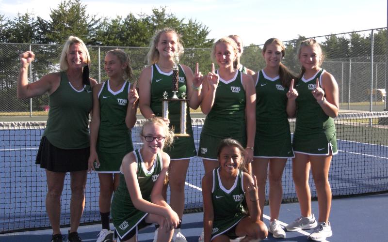 Photo courtesy Tallulah Falls School. The Tallulah Falls girls middle-school tennis team won league championships earlier this month.