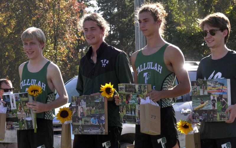 Submitted photo. Tallulah Falls honored its seniors: Grey Bourlet, Collin Kelly, Chaz Mullis,  and Eli Sims.