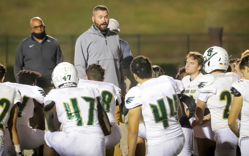 In their first season under head coach Joe Sturdivant (standing at center), the Rabun Gap-Nacoochee Eagles went 7-2 and reached the North Carolina Independent Schools Athletic Association Division I championship game.