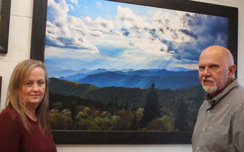 Michele Crawford, left, and Broderick Crawford own Crawford Art Gallery in Clayton and on December 1 celebrated 25 years of having a Main Street storefront.