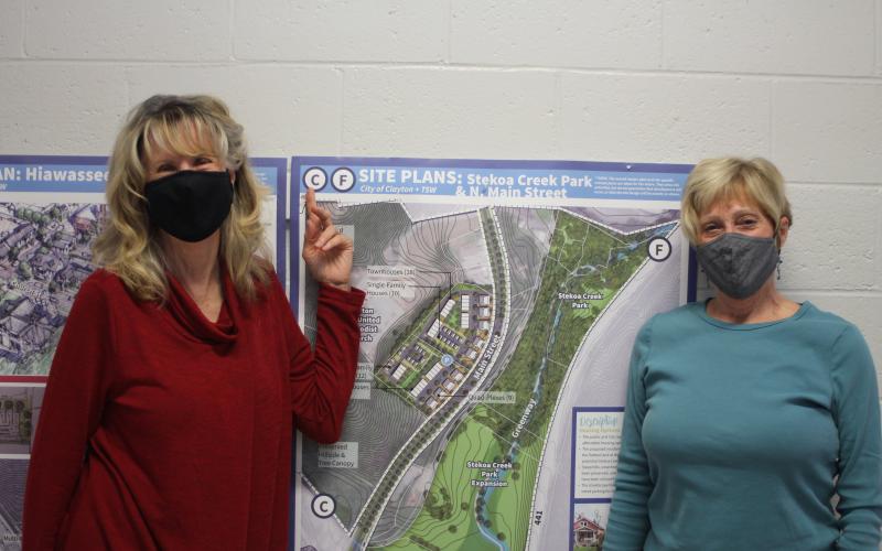 Megan Broome/The Clayton Tribune. Karen Bacon, left, and Cassandra Clouser were named to leadership positions on the Clayton Downtown Development Authority at their first meeting of the year Tuesday.