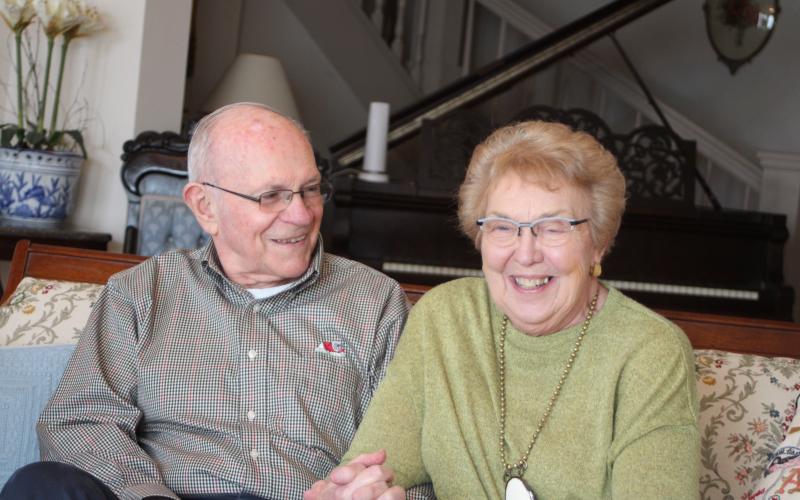 Megan Broome/The Clayton Tribune. Alton and Mary Story were married on June 20, 1965 after growing up together in Clayton. They said that they are best friends and the secret to being married for 55 years is to remember why you got married in the first place.