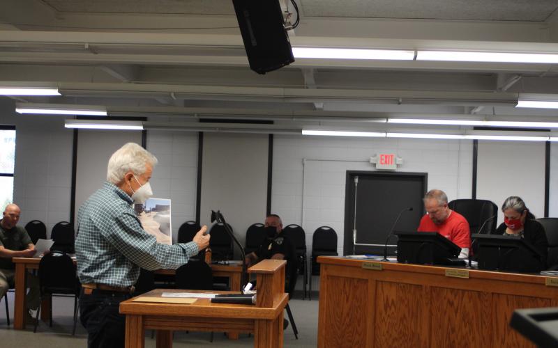 Megan Broome/The Clayton Tribune. Ray Pagano requested a sidewalk variance for a Main Street building he wants to purchase for a new downtown business.