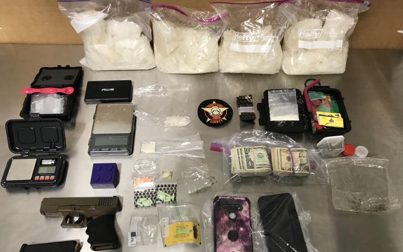 Photo courtesy Rabun County Sheriff's Office. A traffic stop conducted by Rabun County Sheriff’s Office deputies in Lakemont April 14 resulted in the seizure of approximately 9.6 pounds of meth, valued at approximately $40,000.