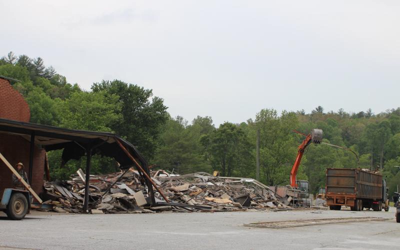 Megan Broome/The Clayton Tribune. Demolition of part of the old Clayton Elementary School is underway. The school opened in 1955 and closed around 2003. What used to be the “cafetorium” is being demolished due to safety hazards like mold and asbestos. The building currently houses the Clayton Police Department.