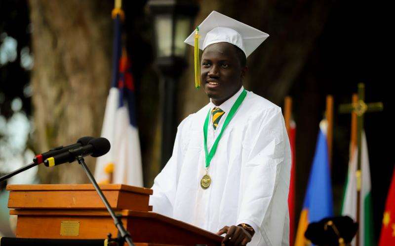 Photo courtesy Rabun Gap-Nacoochee School. Nabi Ndiaye of Senegal addressed his fellow graduates as the student speaker during Rabun Gap-Nacoochee School's 118th Commencement Ceremony.