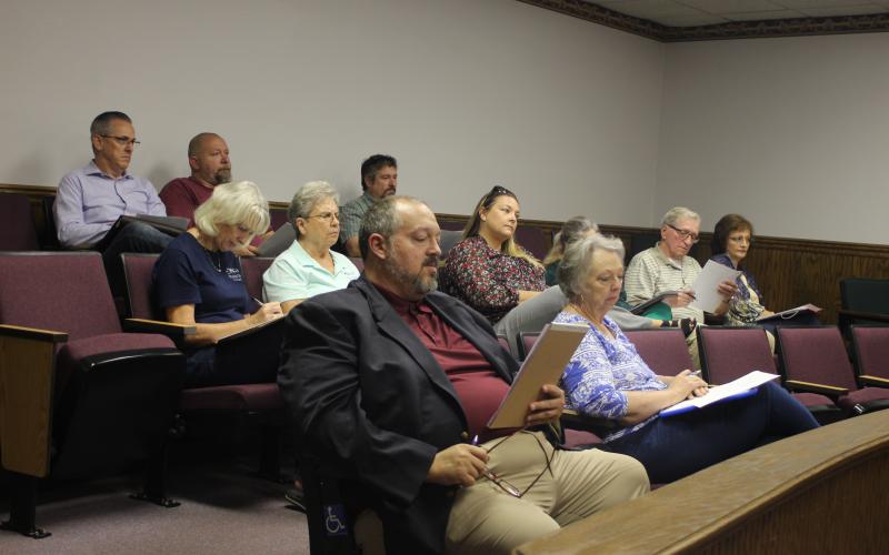 Megan Broome/The Clayton Tribune. Rabun county and city officials met Monday to discuss the addition of a five-year, one percent Transportation Local Option Sales Tax (TSPLOST) on November’s ballot.