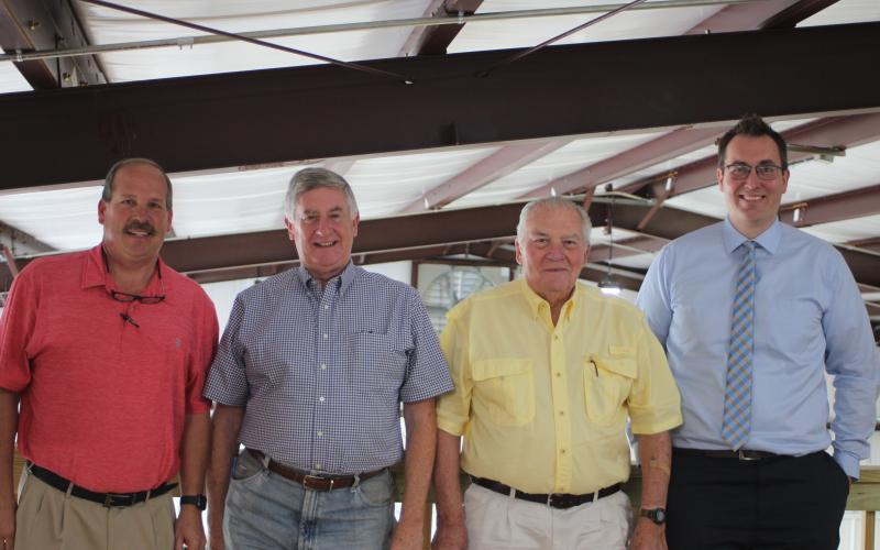 Megan Broome/The Clayton Tribune. The RCWSA re-elected Sam Beck as chair, left, Greg Peters as vice chair, Jerry Krivsky as treasurer and Brett Cohee as secretary at Tuesday’s meeting.