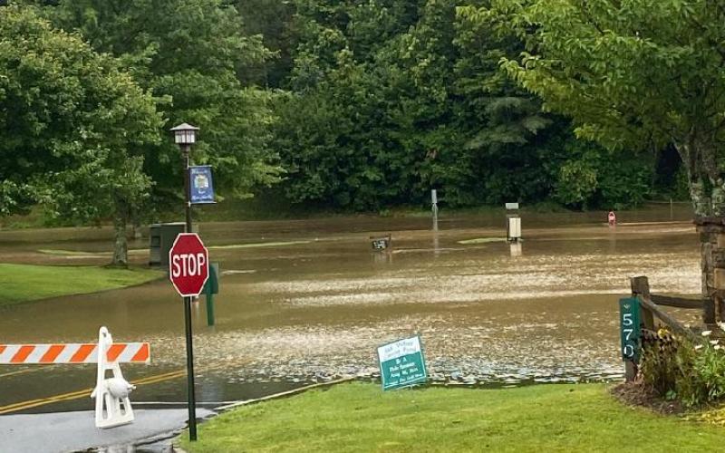 Photo courtesy of Kent Wilson. Flooding at the Sky Valley Golf Course near the #10 tee Tuesday was part of the aftermath caused by Tropical Storm Fred. The storm brought strong winds, flash flooding and some downed trees throughout Rabun County.