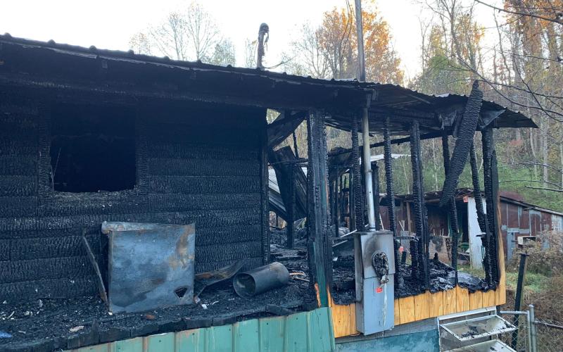 Submitted photo. A fire at 144 JB and Fred Lane, Clayton Nov. 17 that displaced a family of four, two adults and two children, was deemed a “total loss."