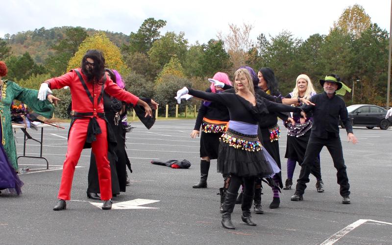Megan Broome/The Clayton Tribune. Rabun Entertainers perform Michael Jackson's "Thriller" at last weekends Trunk or Treat.