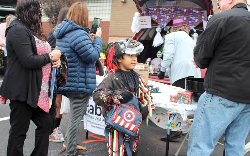 Megan Broome/The Clayton Tribune. Trick or Treater Abdiel Amed Lopez Guevara at last Saturday's Trunk or Treat at the Rabun County Recreation Department.