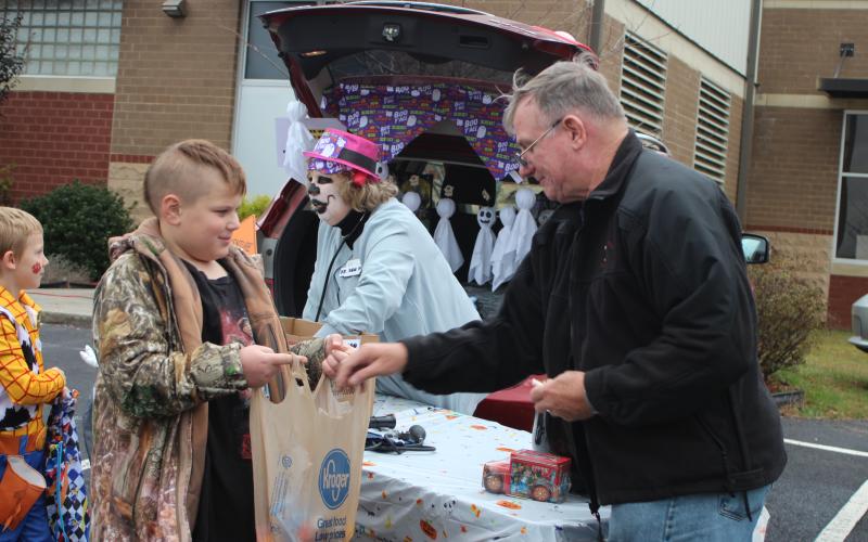 Megan Broome/The Clayton Tribune. Charlie Flowers Trick or Treats at the Recreation Department last Saturday.