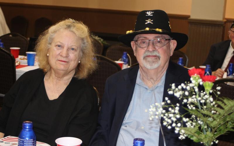 Megan Broome/The Clayton Tribune. Paula Kreiner, left, and Ray Kreiner, Army and 30-year Veteran, attend the Veterans Appreciation Dinner held at the Rabun County Civic Center last Thursday.