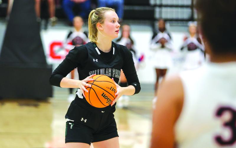 Photo courtesy of Austin Poffenberger. Barrett Whitener handles the ball against Loganville Christian as the No. 9-ranked Tallulah Falls girls win Tuesday night 69-28.