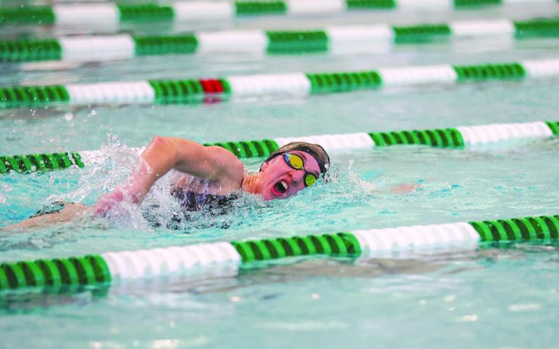 Photo courtesy of Austin Poffenberger. Montgomery Dampier was among the Tallulah Falls swimmers to take a top-three finish in their individual events at “Shiver Me Timbers.