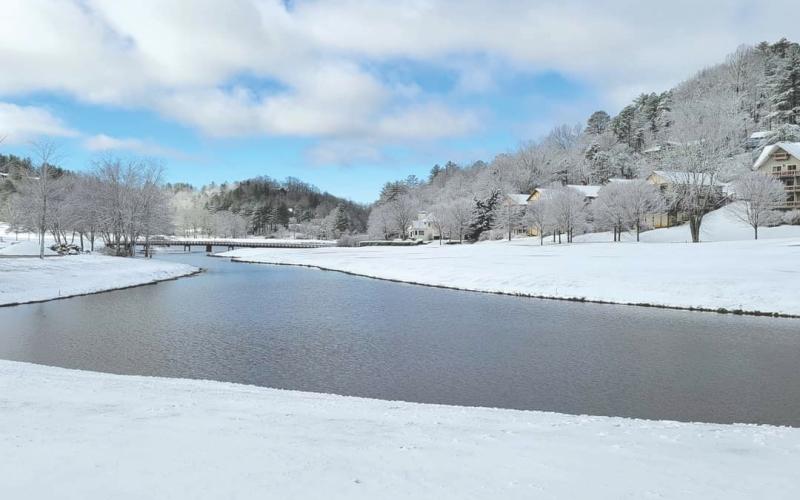 Photo from Sky Valley Country Club Facebook page. Sky Valley receives a dusting of snow from New Year’s weekend storm that rolling through Rabun County.