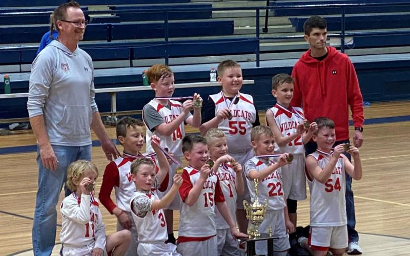 Submitted photo. The Rabun County 8-and-under boys basketball team won its district championship.