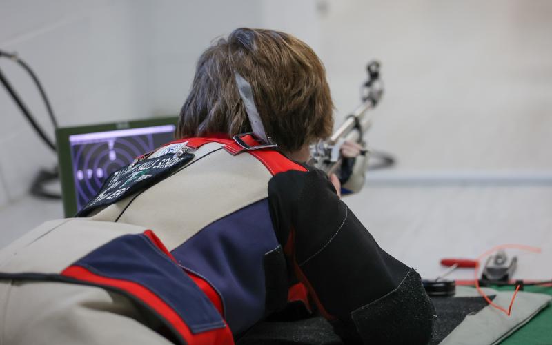 Photo by Austin Poffenberger. Andrew Erwin takes aim for the Tallulah Falls Precision Rifle team.