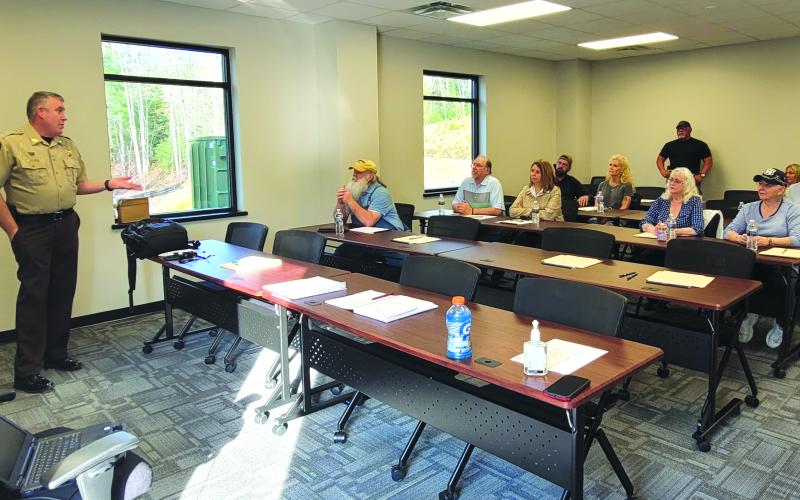 Megan Broome/The Clayton Tribune. Rabun County Sheriff Chad Nichols addresses those in attendance Tuesday for the first class of the 2022 Citizens’ Academy.